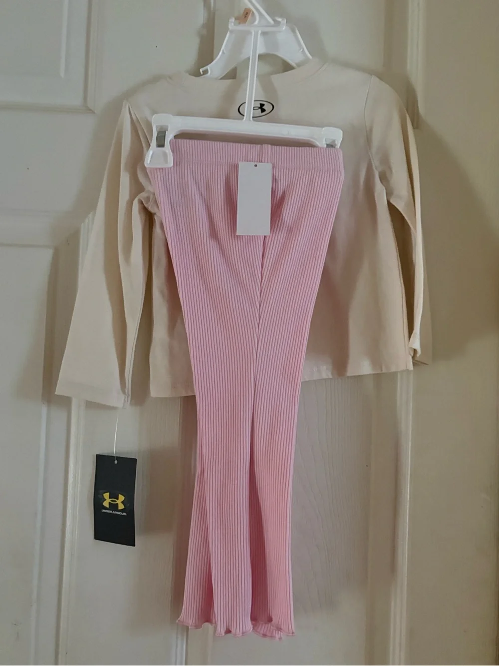 Under Armour Cream & Pink Logo Kids Pajama Set